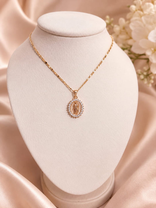 Our Lady of Guadalupe Gold Pendant Necklace
