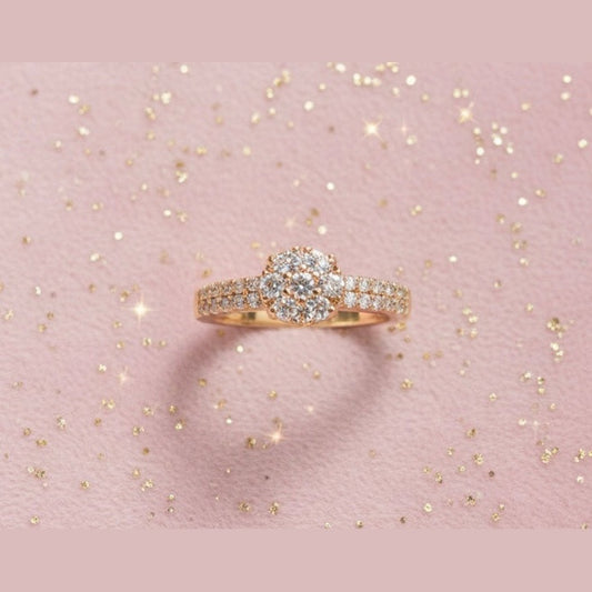 Lumière Crystal Cluster Gold Ring