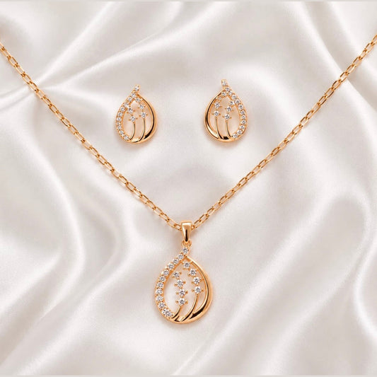 Teardrop Necklace And Matching Studs Set